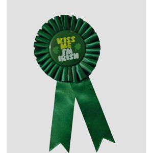 Kiss Me I'm Irish Badge Ribbon St. Patricks Day Shamrock Ireland Pin 3x6.5 In.